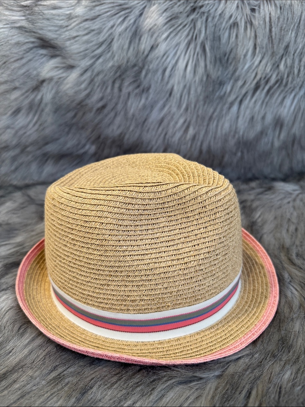 Kooringal Straw Fedora Hat with Pink Trim Size OS